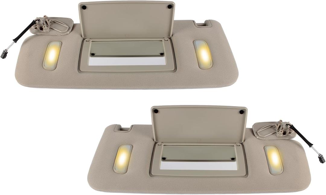 Left Driver and Right Passenger Side Sun Visor Compatible with Chevrolet GMC 2007 2008 2009 2010 2011 2012 2013 2014,Sunvisor Replaces 22850306 22850310(Gray)
