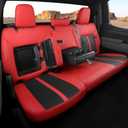 for Chevy Silverado & GMC Sierra Leather Seat Covers, Crew Cab 1500 2019-2026, 2500HD 3500HD 2020-2026, Custom Fit Truck Pickup Seat Cover Full Set, Black (with Rear Armrest/Seatback Storage) Color: Red-Black