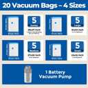 ETENWOLF 20 Pack Vacuum Storage Bags with Rechargeable Wireless Pump, Vacuum Seal Bags for Clothes and Travel, Space Saver Bags in Multiple Carry-On Sizes, Perfect for Luggage and Suitcases