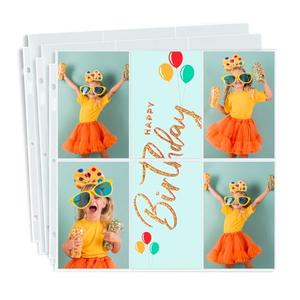 Dunwell 12 x 12 Scrapbook Page Protectors - 4x6 Photo Album Pages for 3-Ring Binder, (25-Pack, Vertical Layout), Holds 300 Pictures, Durable Refill Sleeves, Scrapbooking, Fits Pioneer & WRMK Albums