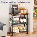 SWTYMIKI Rolling Kitchen Microwave Cart - 3 Tier Microwave Table Stand with Storage Basket and Hooks, Kitchen Utility Cart on Wheels, Coffee Cart Shelf Rack Organizer for Living Room Office, Balcony