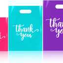 300 Pcs Thank You Bags for Small Business, 3 Size Plastic Mini Retail Merchandise Vendor Shopping Bag with Handle for Boutique Store, Wedding Party Goodie Bulk (Mixed color)