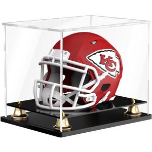 Mini Football Helmet Display Case Self-Assembly Dustproof Acrylic Display Case for Mini Football Helmet Baseball Motorcycle Helmet with Metal Bell Base (8.3x6.3x7.1 inch)