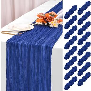 YMHPRIDE 16 Pack Royal Blue Table Runner 20x120in Cheesecloth Table Runner | Boho Cheese Cloth Table Runner Long Semi Sheer Gauze Table Runner for Wedding Birthday Party Bridal Shower Decoration