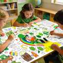 St Patrick's Day Giant Coloring Tablecloth 71 x 31 Inch Jumbo Paper Coloring Activity Poster Irish Themed Coloring Table Cover for Family Classroom Party Games Decorations