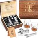 Oaksea Boss Day Gifts for Men Him Christmas, Anniversary Unique Gifts for Him, Birthday Retirement Gift for Boss Men, Stainless Steel Engraved Whiskey Stones Glasses Cool Burbon Scotch Set Gift