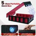 Red Trading Card Storage Box with Handle,5-Row Portable Game Case for 4000+ Cards, Leather Card Collection Case with Commander Display Window for MTG, Yugioh, and Sports Cards,Gifts for Card Collector