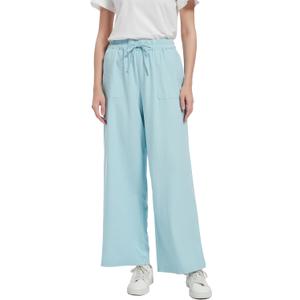 Tronjori Women Linen Summer Boho Loose Lounge Palazzo Pants with Drawstring (Blue, S)
