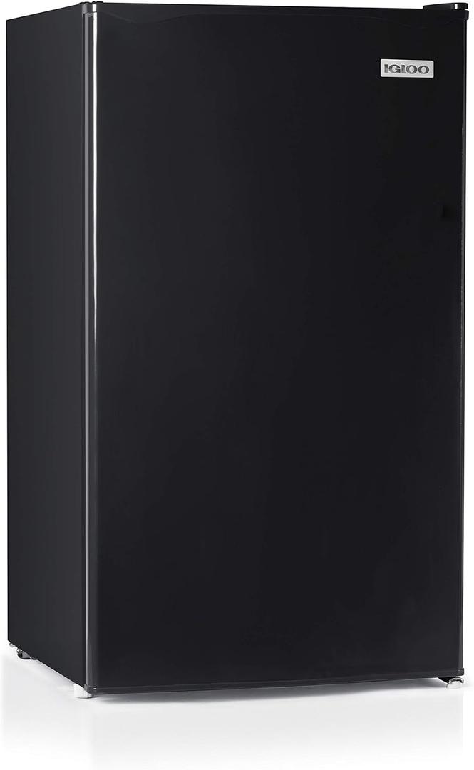 Igloo 3.2 Cu.Ft. Mini Fridge with Freezer - Single Door Compact Refrigerator with Glass Shelves for Homes, Dorms & Offices- Keep Snacks, Drinks & Frozen Foods Cool with Temperature Control Mini Fridge (Black)
