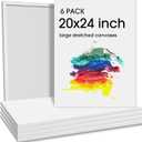 Sherr 6 Pcs 24 x 20 Inch Large Canvas for Painting Cotton Stretched Canvas Blank White Canvases Triple Primed Painting Profile Blank Canvases for Watercolor Acrylics Oil Painting