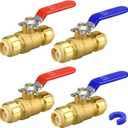 Push Fit Ball Valve, 4 Pack 1/2" Push-Fit Full Port Ball Valve with Disconnect Clip, Push-to-Connect Water Shut Off Valve for Hot and Cold Water, for PEX PVC or Copper Pipes