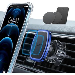 LISEN Magnetic Phone Holder for Car, [Easily Install] Car Phone Holder Mount [6 Strong Magnets] Cell Phone Holder for Car [Case Friendly] iPhone Car Holder Pink 20X Powerful: Pink LV633 (Blue)