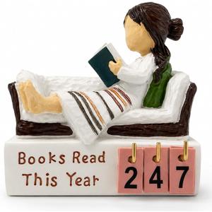 Books Read This Year Counter, Book Lovers Gifts for Women Readers, Bookish Gifts for Bookworms, Reading Tracker with Number Tiles, Bookshelf Decor, Book Accessories for Reading Lovers