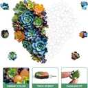 Mys Aurora Puzzles for Adults 500 Pieces, Heart Succulent Jigsaw Puzzles, Unique Shaped Wooden Puzzles for Adults and Kids， Fun Challenging Family Plant Puzzle Game 17.5'' x 16.7''
