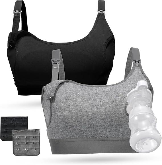 Momcozy Pumping Bra, Pumping Bra Hands Free All Day Wear Pumping & Nursing Bra in One Holding Breast Pump for Spectra, Medela L