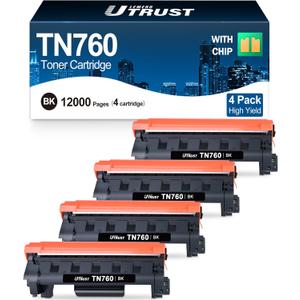 TN760 Toner Compatible with Brother TN760 TN-760 TN730 TN-730 Toner Cartridge High Yield to Work with MFC-L2710DW MFC-L2750DW DCP-L2550DW HL-L2350DW HL-L2395DW HL-L2370DW Printer, 4 Pack