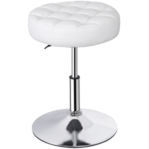 Adjustable Swivel Stool Metal Frame Salon Stool Round Vanity Stool Chair for Home, White