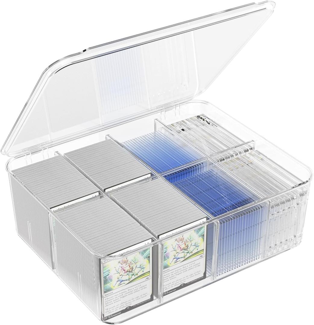 Transparent Trading Card Storage Box-Holds 2000+ Loose Cards-Plastic Card Deck Box for Baseball Cards/for Toploaders/for Graded Card/for MTG/for Magnetic Etc.