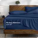Bare Home Split King Sheet Set - 22" Deep Pockets - Luxury 1800 Ultra-Soft Microfiber Bed Sheets - Double Brushed - Easy Fit - 5 Piece Set - Bedding Sheets & Pillowcases (Split King, Dark Blue)
