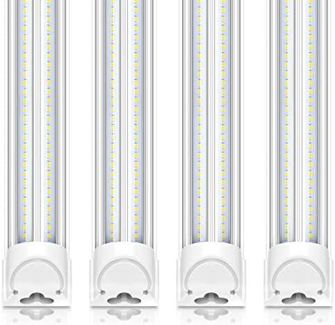 Barrina 6FT LED Shop Light 100W 15000LM 5000K, Clear Cover Linkable Tube Lights, V Shape Integrated T8 LED Lighting, LED Light Fixtures for Garage, Warehouse, Workshop, ETL Listed, 4 Pack