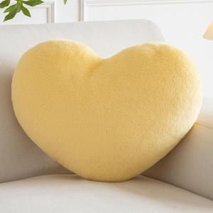Heart Pillow, Heart Shaped Pillow for Bed Couch, Soft Decorative Heart Throw Pillow, Cute Decorate Pillows, Heart Pillows for Bedroom Living Room (Yellow, Medium 15.7"x11.8")