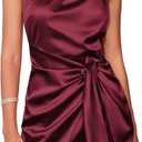 GRACE KARIN Sleeveless Dresses for Women 2024 Graduation One Shoulder Mini Satin Dresses Club Party Dress (Dark Red, 8)