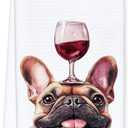 Funny French Bulldog Wine Kitchen Towels, French Bulldog Gifts for Women Men Dish Tea Towels, Dog Lovers Gifts Decorative Hand Towel for Bar Cart, 16x24 Inch