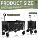 Collapsible Wagon Cart Foldable Beach Wagon with All-Terrain Wheels - 380 LBS Heavy Duty Grocery Cart for Shopping, Beach, Camping, Sports, Garden (Black)