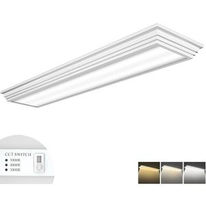 FAITHSAIL Dimmable 4FT LED Wraparound Light, Selectable 3 Color Temperature 3000K/4000K/5000K CCT 50W 5500LM 4 Foot Kitchen LED Light Fixture, Flush Mount 48 Inch Ceiling Lighting Fixture, 1 Pack