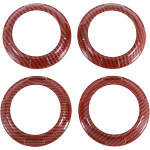4 Pcs AC Vent Dashboard Decoration Rings for Jeep Wrangler JK JKU 2011-2017 Air Conditioner Air Outlet Vent Cover Ring Carbon Fiber Pattern ABS Red