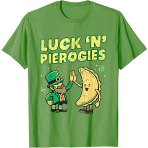 Luck N Pierogies Funny Polish Irish St Patricks Day Polska T-Shirt XS
