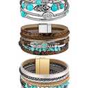 Inbagi Turquoise Bracelet for Women Leather Bracelet Western Jewelry for Women (Vintage), Pack Of 2