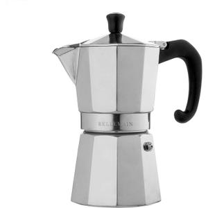 Bellemain Stovetop Espresso Maker | Italian Moka Pot Espresso Maker, Classic Aluminum Design Mocha Pot for Home Brewing & Camping | Easy to Use & Clean - 6-Cup, Silver
