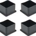 Mcredy Chair Leg Caps Table Chair Leg Cover Foot End Cap Protector Inner Size 1.5"x1.5" Rubber Furniture Foot Fit for Square Chair Feet Floor Protectors, Black- Set of 4