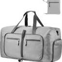 Dimayar 65L Travel Duffle Bag for Men Women - Foldable Duffel Bag with Shoes Compartment - Overnight Bags Waterproof & Tear Resistant(Gray