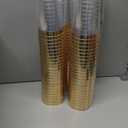 I00000 100 Pack 20 oz Gold Plastic Cups, Elegant Gold Rimmed Plastic Cups, Disposable Cocktail Glasses, 20 oz Premium Tumblers Perfect for Birthday, Party & Wedding