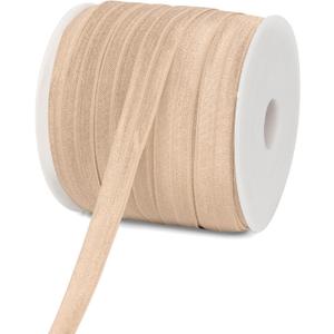 Teemico 50 Yards Elastic Stretch Foldover Ribbon Nylon Ribbon Rubber Band for Hair Ties Headbands,(15mm Width, Nude Color)