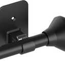 Curtain Rods No Drilling for Windows 36 to 48 Inch, 5/8 Inch Telescoping Adjustable Black Curtain Rod with Adhesive Holders, Renter Friendly for Bedroom Kitchen Apartment(36"-48")