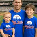 Baseball Shirt Fan Cityscape T-Shirt with Urban Skyline Graphic (Blue)
