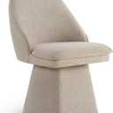 Swivel Dining Chairs Modern Desk Chair Upholstered Linen Fabric Side Chair for Kitchen Dining Room Bedroom, Khaki,1 Box (Set of 1)