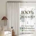 Natural Linen Pinch Pleated Full Blackout Curtains 94 Inch Long 2 Panels | Double Layer Linen Curtains, Memory Shape Thermal Insulated, with Rings Hooks, Black Out for Living Dining Room Bedroom, 40"W x 94"L