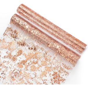 2 Pieces Rose Gold Table Runner, 11"x108" Glitter Foil Metallic Thin Mesh Table Runner Decor Rolls, Gold Centerpieces Table Decorations for Party Wedding Christmas Thanksgiving Valentine