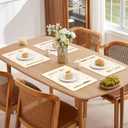 LilyCat Faux Leather Placemats Set of 6, Waterproof Oil-Proof Dining Table Mats for Kitchen, Indoor & Outdoor Heat Resistant Wipeable PU Place Mats, 18 12, Cherries and Flowers