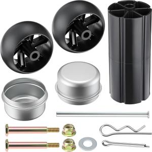 4 Pack Deck Gauge Wheels Kit with Bolts and Nuts and Deck Roller and Rod Set and Grease Cap Compatible with Husqvarna Lawn Mower 532174873 532176066 176066 595281301