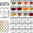 4 oz Mason Jars With Silver Lids and Bands, 24 Pack Regular Mouth Canning Jars for Jam, Honey, Yogurt, Candy, Spices, Snacks, DIY Projects, Wedding Favors- Includes 30 Stickers