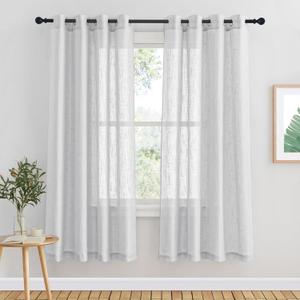 NICETOWN Semi Sheer Curtain for Bedroom, Linen Textured Grommet Top Soft Privacy with Light Filtering Window Treatment Voile Drapes for Kids Room/Nursery, Silver Grey, 52'' W x 63'' L, 1 Panel