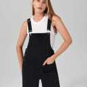 roswear Womens Denim Overalls Loose Fit Stretchy Baggy Overall Bib Wide Leg Casual Jean Jumpsuits (Black, M)