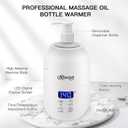 Massage Oil Warmer Bottle Professional Electric Lotion Digital Heater for SPA, Automatic Oil Warmer Heated Oil Lotion Cream for Salon, Barber Shops, Home, with Two Oil Bottle Dispenser (White)