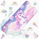 Cute Unicorn Rainbow Bathtub Shower Mat Pink Purple Clouds Non-Slip Tub Mat Extra Long Bath Floor Mats 40X16 Inch Machine Washable for Bathroom Tub Bath Mat for Toddler and Baby