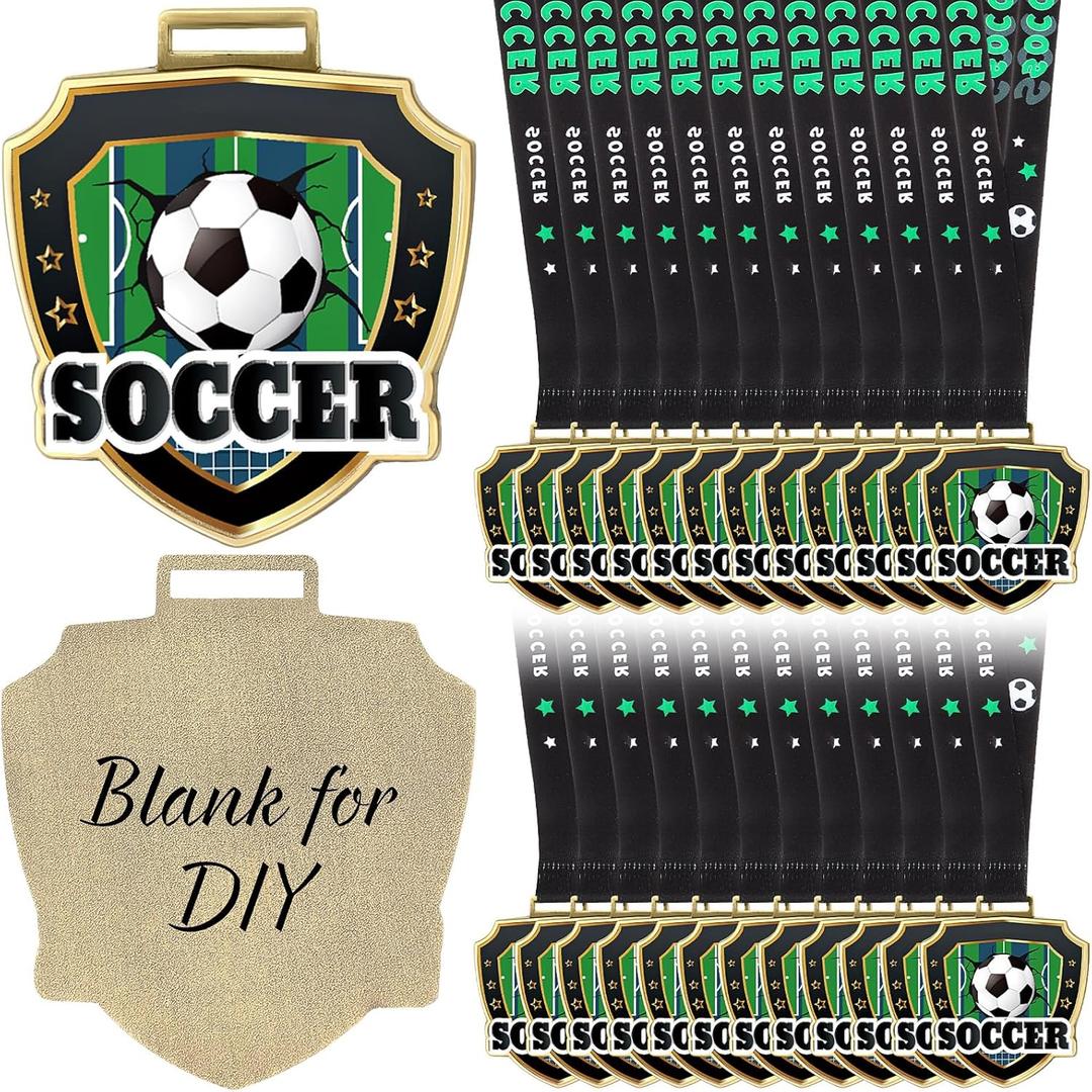 12/24/36 Pcs 2.56" Award Medals Bulk with Neck Ribbon Sport Winner Medal Trophy for Team Tournaments Prize Gift Participation Competition Party Favor